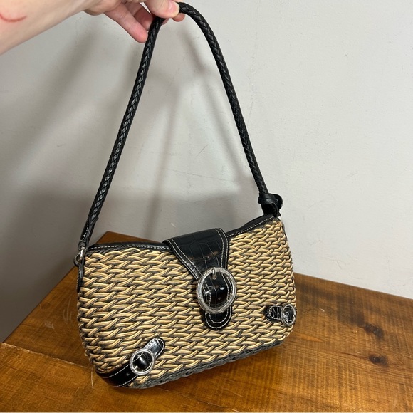 Vintage Brighton straw and leather mini bag purse - Picture 1 of 13